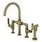 Kingston Brass KS2333KL Industrial Style Bridge Kitchen Faucet with Brass Sprayer, Antique Brass KS2333KL - alternate 1